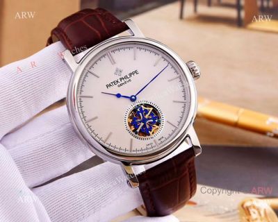 AAA Quality Patek Philippe Calatrava Watch Brown Leather Strap